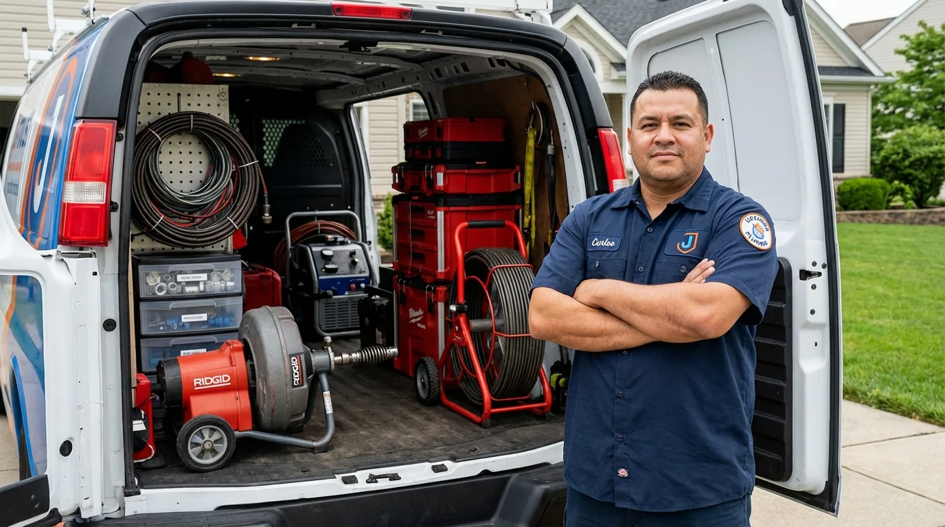 Professional drain cleaning equipment and Johns Plumbing LLC plumber in Farley
