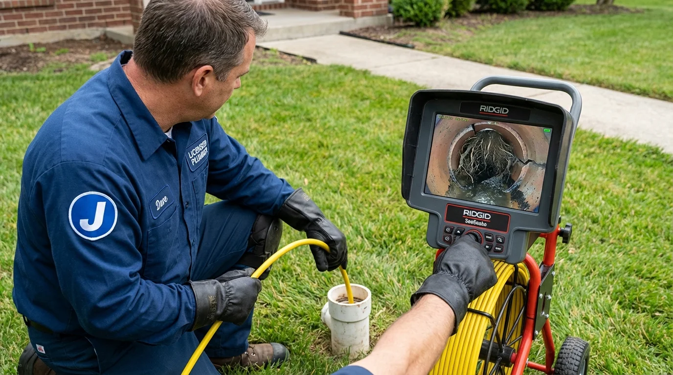 Sewer camera inspection being performed by Johns Plumbing LLC in Farley