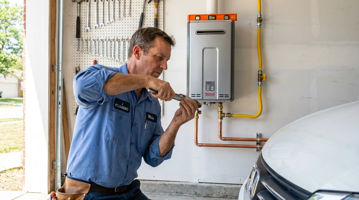 Tankless water heater installation by a Johns Plumbing LLC plumber in Farley
